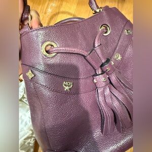 MCM Plum Leather Shoulder Bag